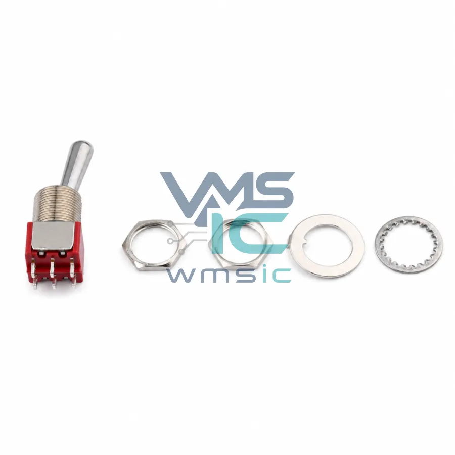 5PCS/Set Toggle Switch M12 17mm Handle 6-Pin 2-Position MT-0-202 MT-0-202-L001-D000-RS Through Hole-6P 13.1x10.6mm