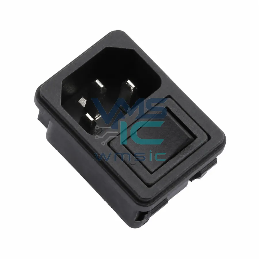 2-in-1 AC Power Socket with Rocker Switch and Mounting Holes RT-C14-M1+SS21-6BB RT-C14-M1 Through Hole 41x30mm