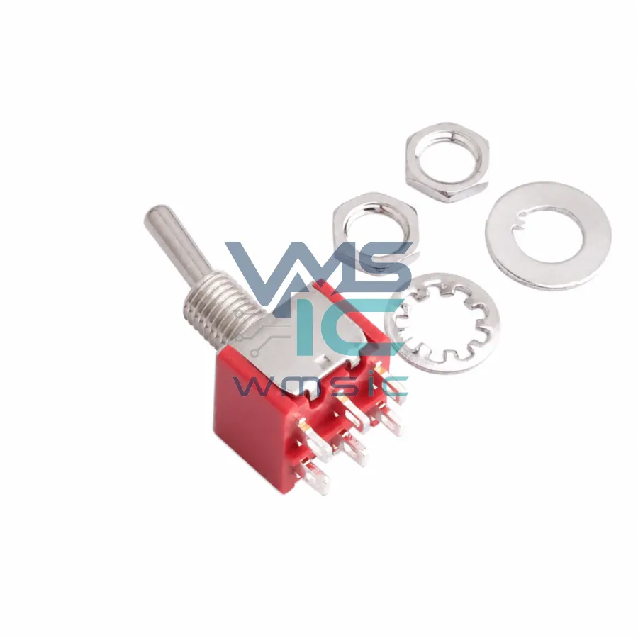 Miniature Toggle Switch 5-Piece Set 6-Pin 2-Position MT-0-202-A101-M200-RS Through Hole 13.1x12.7mm