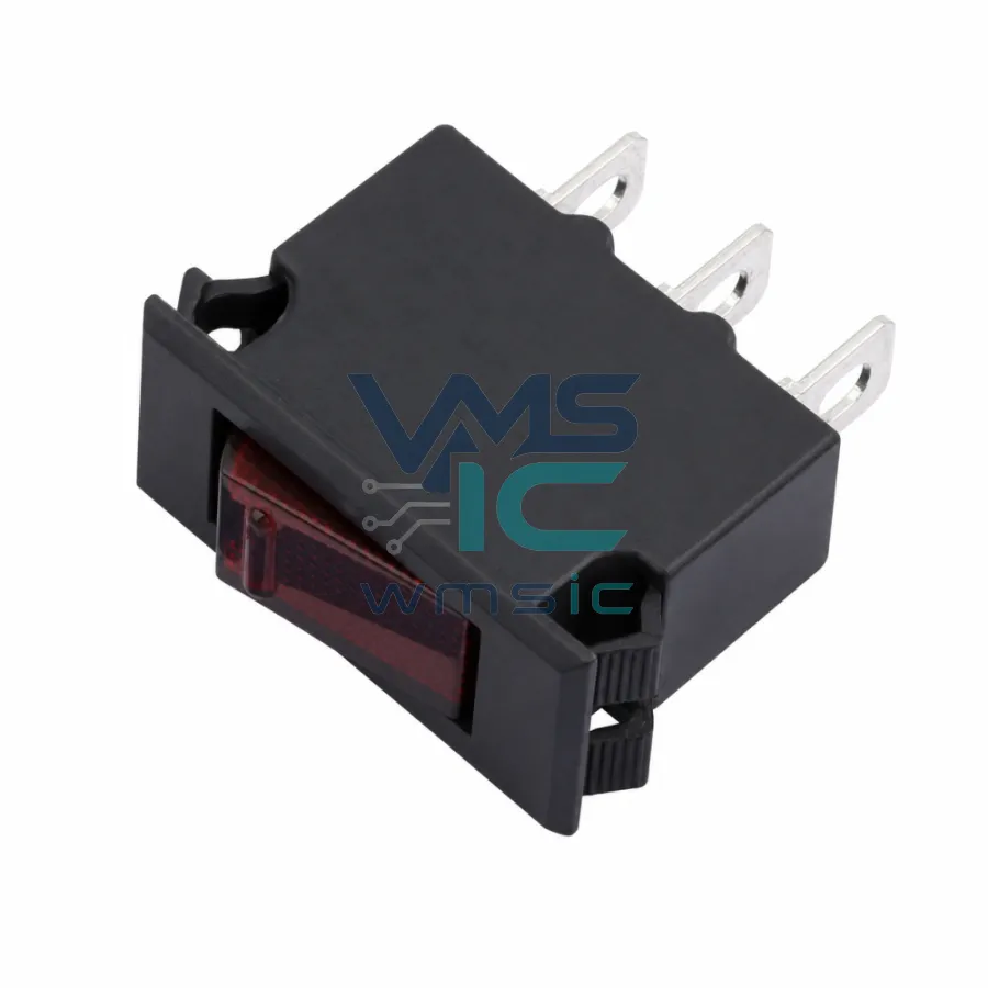 3-in-1 Overload Protector Rocker Switch for Power Strip WH-201-10BR01W3-L22-R Through Hole 32x12.9mm