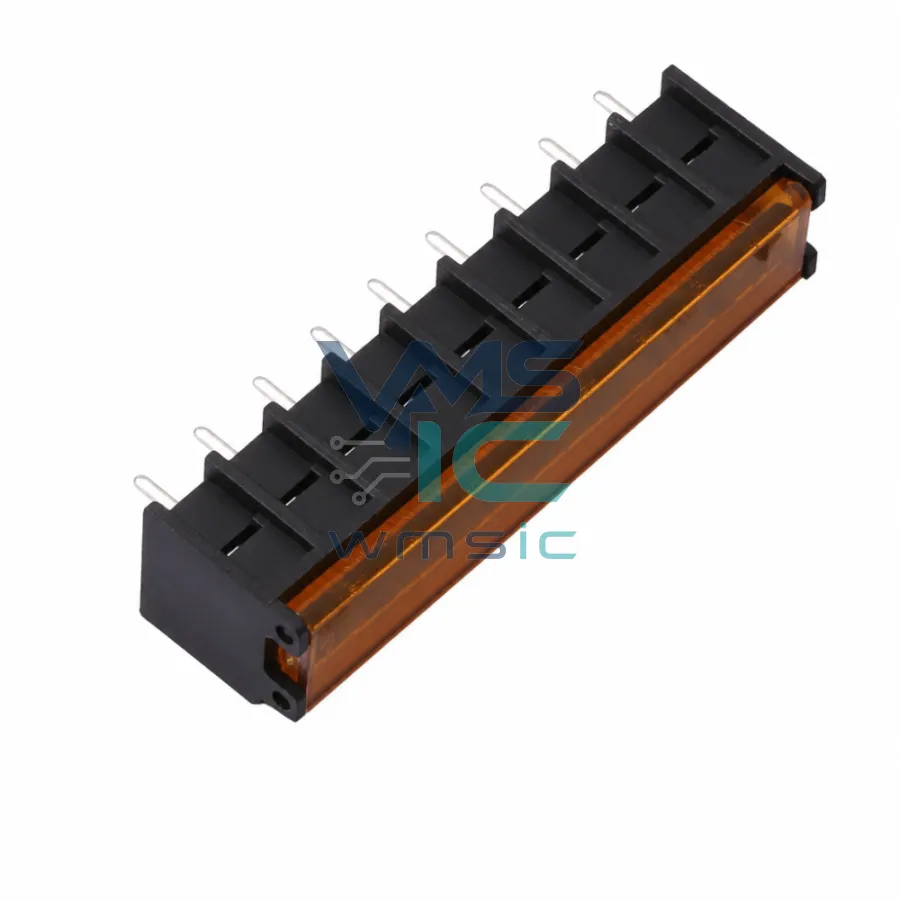 6.35mm Pitch 9 Pin Single Row Barrier Terminal Block Side Pin Black DBT50G-6.35-9P-BK-P OGC DBT50G Through Hole P 6.35mm