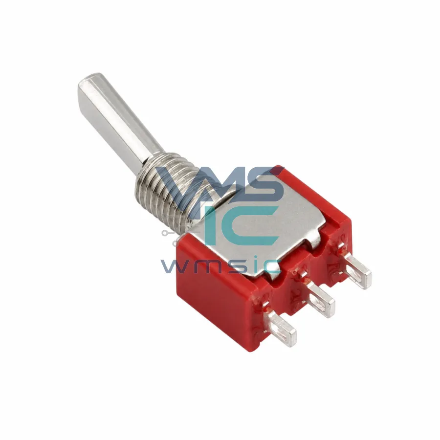 Miniature Toggle Switch 2-Piece Set 3-Pin 2-Position Short Flat Handle MT-0-102-F001-T000-RS Through Hole 13.1x8mm