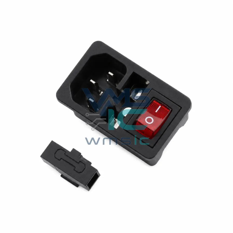 3-in-1 AC Socket with Rocker Switch and Fuse Holder 2-Piece Set RT-C14B-D3+RT-S01-2BR RT-C14B-D3 Through Hole 51x31mm