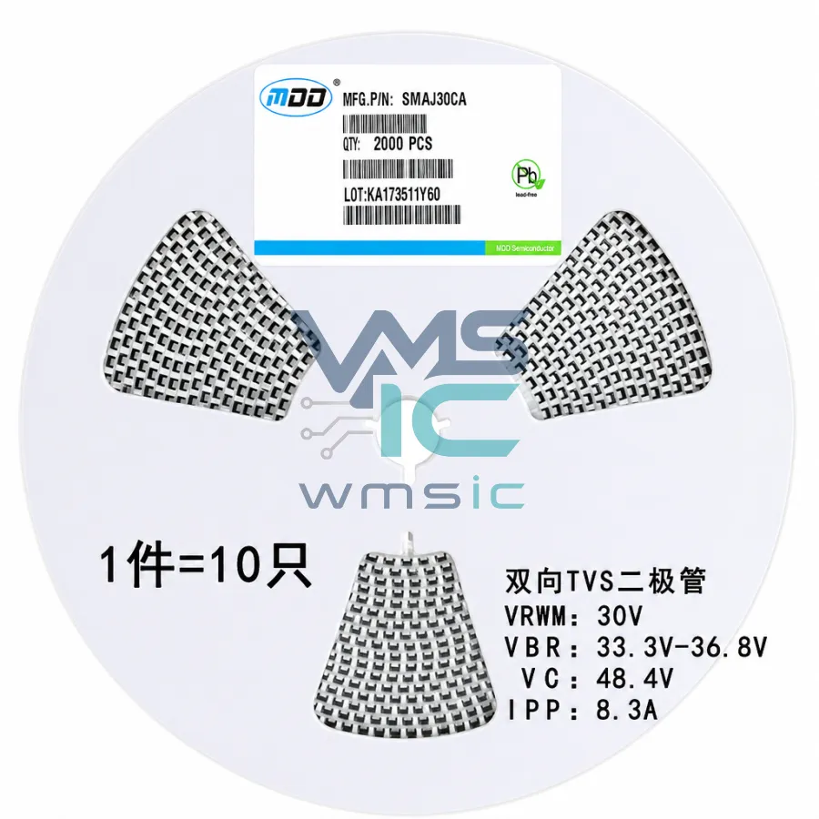 原装正品 贴片 SMAJ30CA DO-214AC TVS瞬变抑制二极管 双向 10只 SMAJ30CA