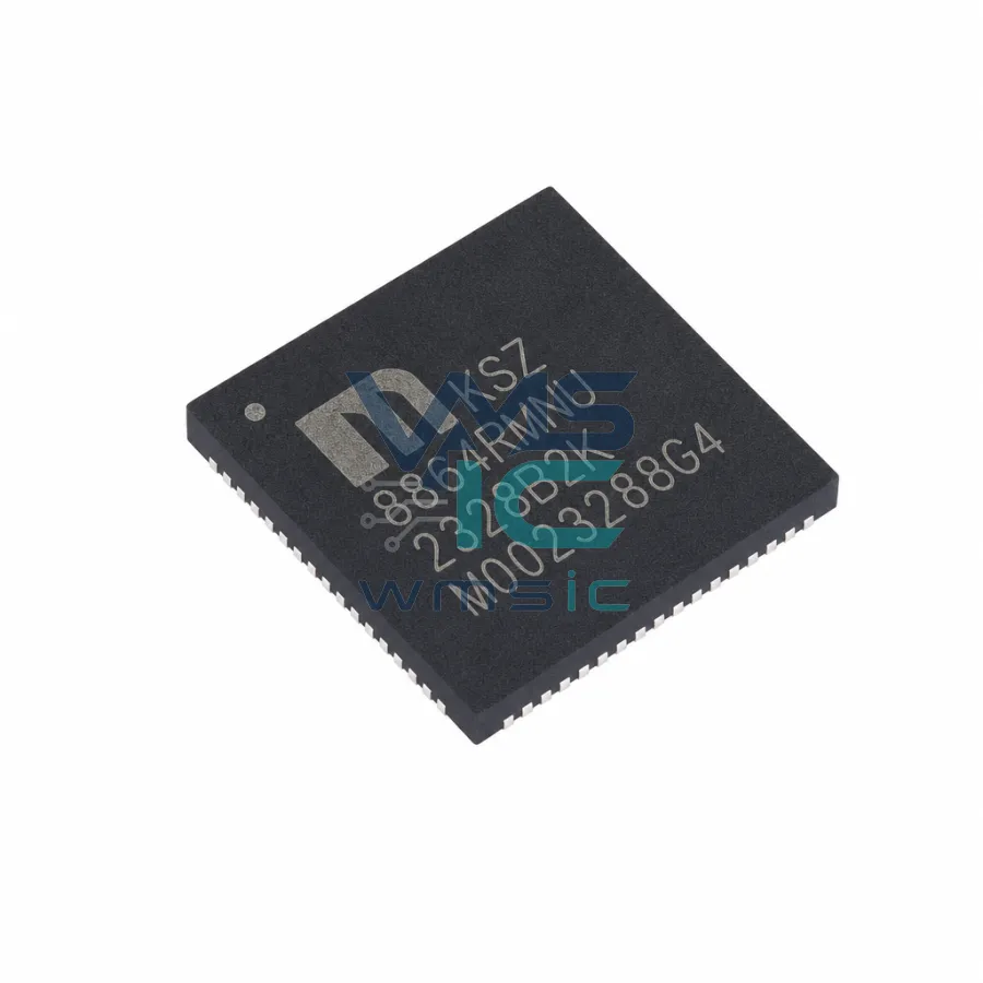 集成双，支援MII或RMII接口的四端口10/100Mbps管理型交换机 KSZ8864RMNUB VQFN-64(8x8)