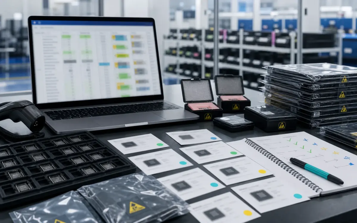 BOM matching and alternative component comparison workstation with protected IC samples